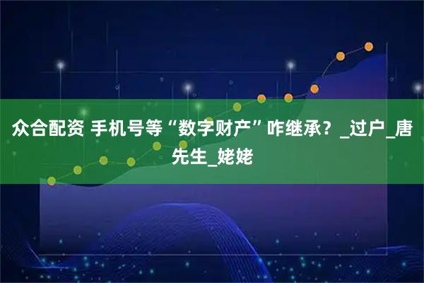 众合配资 手机号等“数字财产”咋继承？_过户_唐先生_姥姥