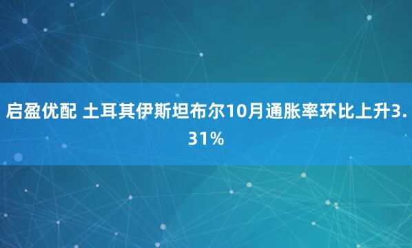 启盈优配 土耳其伊斯坦布尔10月通胀率环比上升3.31%